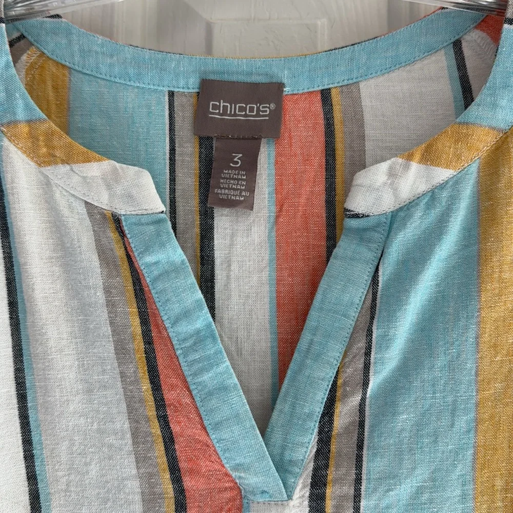 Chico’s NEW Linen Striped Tunic - Picture 2 of 4